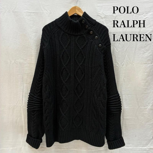 ポロラルフローレン POLO RALPH LAUREN ニット、セーター 長袖 ドクターネック サドルショルダー ウール ケーブル ハイネック ニット セーター XL メンズ USED 古着 中古 50167188