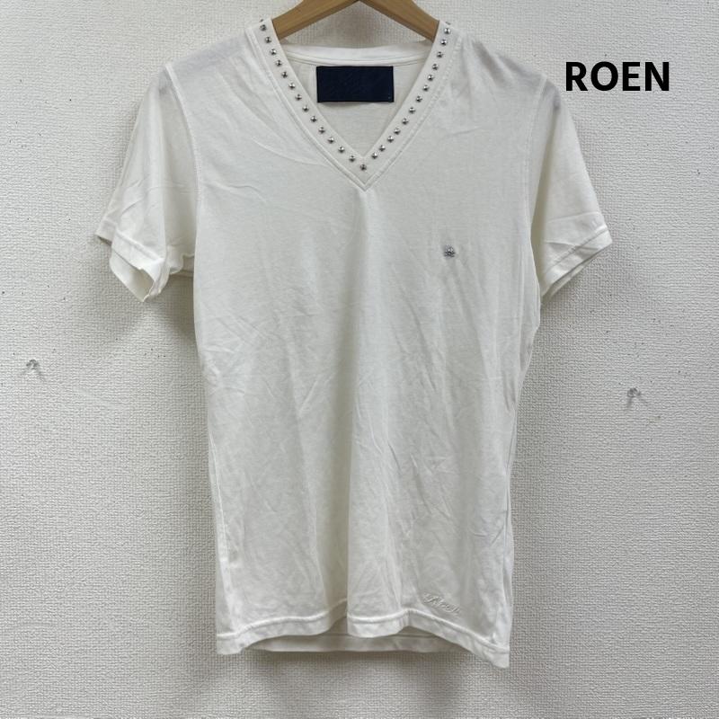 ロエン ROEN Tシャツ 半袖 スカル 骸骨 スタッズ付き Vネック 半袖 Tシャツ カットソー L 白 / ホワイト / white メンズ USED 古着 中古 50167189