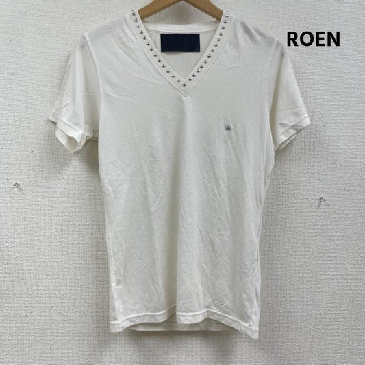 ロエン ROEN Tシャツ 半袖 スカル 骸骨 スタッズ付き Vネック 半袖 Tシャツ カットソー L 白 / ホワイト / white メンズ USED 古着 中古 50167189