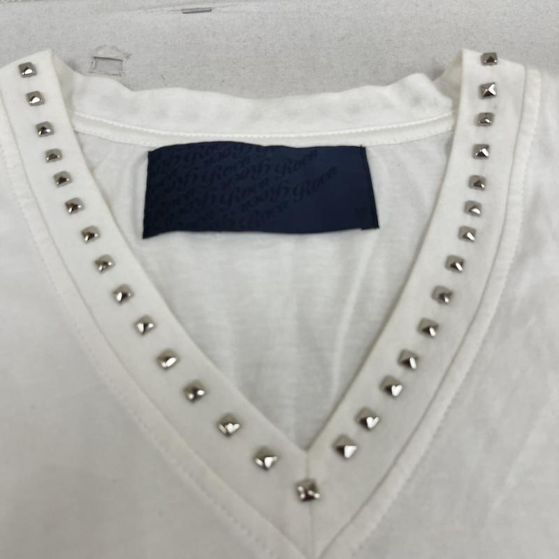 ロエン ROEN Tシャツ 半袖 スカル 骸骨 スタッズ付き Vネック 半袖 Tシャツ カットソー L 白 / ホワイト / white メンズ USED 古着 中古 50167189