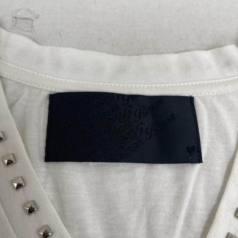ロエン ROEN Tシャツ 半袖 スカル 骸骨 スタッズ付き Vネック 半袖 Tシャツ カットソー L 白 / ホワイト / white メンズ USED 古着 中古 50167189