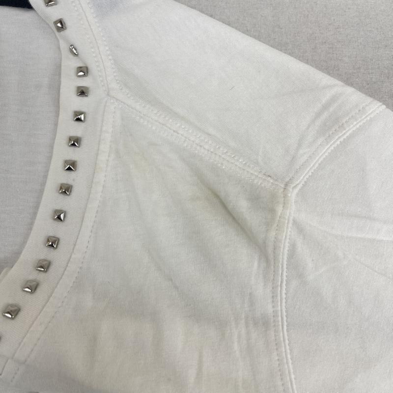 ロエン ROEN Tシャツ 半袖 スカル 骸骨 スタッズ付き Vネック 半袖 Tシャツ カットソー L 白 / ホワイト / white メンズ USED 古着 中古 50167189