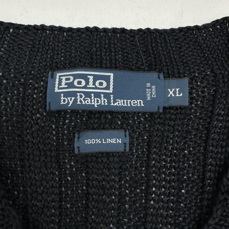 ポロバイラルフローレン Polo by RALPH LAUREN ニット、セーター 長袖 麻 リネン 100％ Vネック リブ ニット セーター XL メンズ USED 古着 中古 50167190