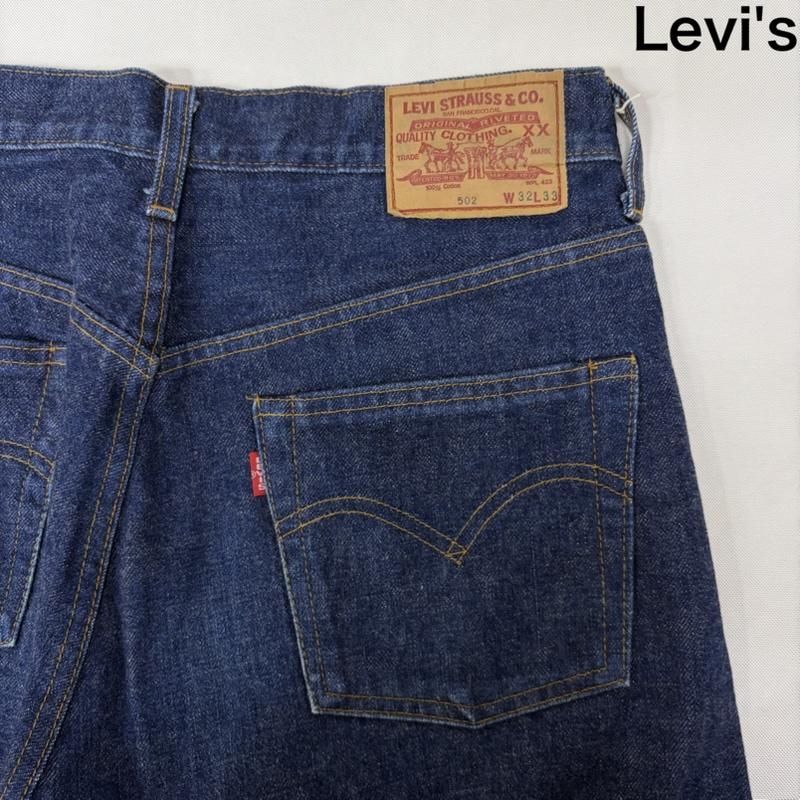 リーバイス Levi s パンツ デニム、ジーンズ 502xx BIGE 502-0003 テーパード ボタン裏J22 ビッグE 赤耳 セルビッチ 32インチ 無地 紺 / ネイビー / navy メンズ USED 古着 中古 50167191