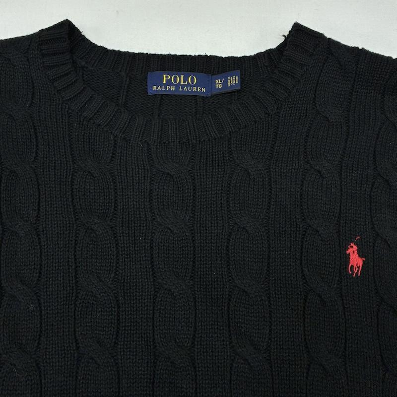 ポロラルフローレン POLO RALPH LAUREN ニット、セーター 長袖 ポニー 刺繍 コットン クルーネック ケーブル ニット セーター XL メンズ USED 古着 中古 50167193
