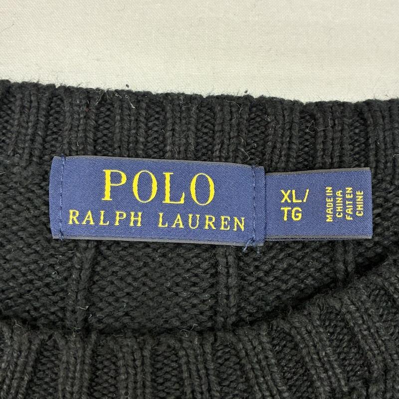 ポロラルフローレン POLO RALPH LAUREN ニット、セーター 長袖 ポニー 刺繍 コットン クルーネック ケーブル ニット セーター XL メンズ USED 古着 中古 50167193