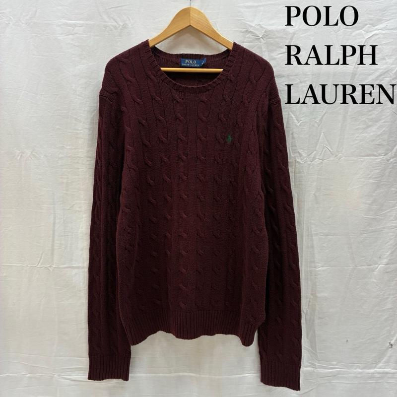 ポロラルフローレン POLO RALPH LAUREN ニット、セーター 長袖 ポニー 刺繍 コットン クルーネック ケーブル ニット セーター M メンズ USED 古着 中古 50167194