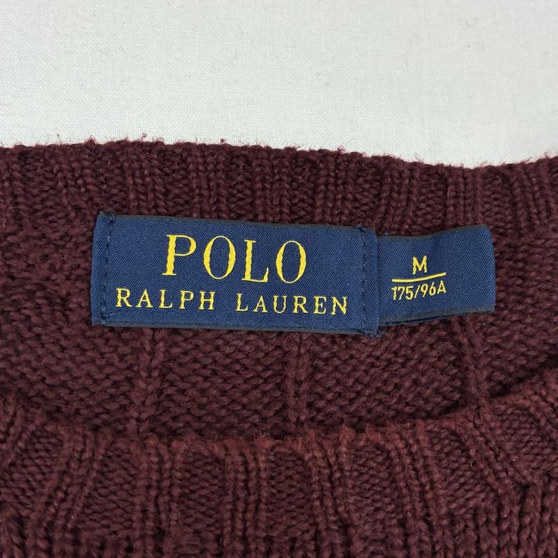 ポロラルフローレン POLO RALPH LAUREN ニット、セーター 長袖 ポニー 刺繍 コットン クルーネック ケーブル ニット セーター M メンズ USED 古着 中古 50167194