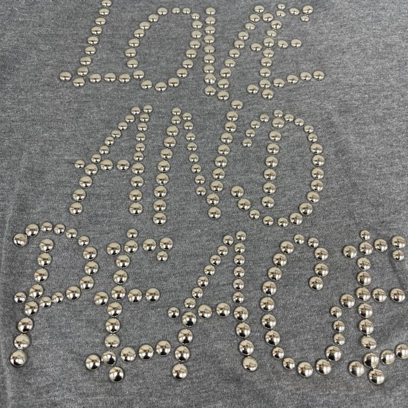 ロア－ roar Tシャツ 半袖 LOVE AND PEACE メタル スタッズ Tシャツ カットソー 灰 / グレー / gray メンズ USED 古着 中古 50167195