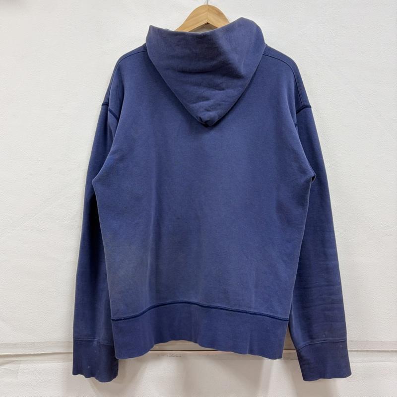 エヴィス EVISU パーカー 長袖 カモメ ロゴ GOLF BIWAKO プリント スウェット プルオーバー フーディー フェード ヴィンテージ 40 ロゴ、文字 X プリント 紺 / ネイビー / navy X 青 / ブルー / blue X 白 / ホワイト / white メンズ USED 古着 中古 50167197