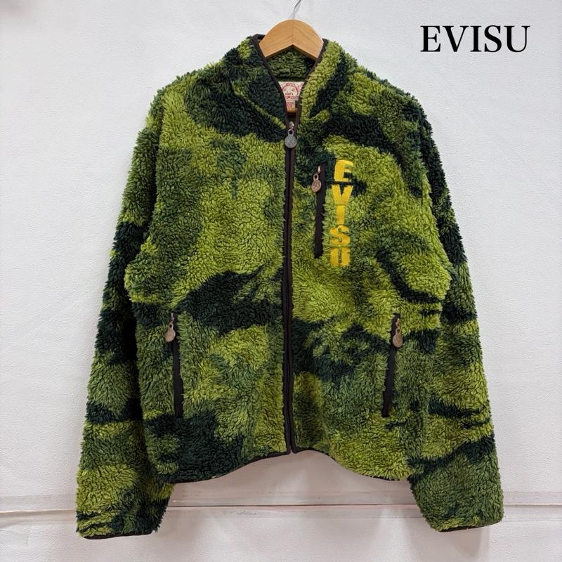 エヴィス EVISU ジャケット、上着 ジャンパー、ブルゾン ボア フリース ジップアップ 迷彩 ジャケット カモフラ ロゴ 刺繍 42 カモフラージュ柄・迷彩 X ロゴ、文字 X 刺繍 緑 / グリーン / green X 茶 / ブラウン / brown X 黄 / イエロー / yellow メンズ USED 古着 中古 50167203