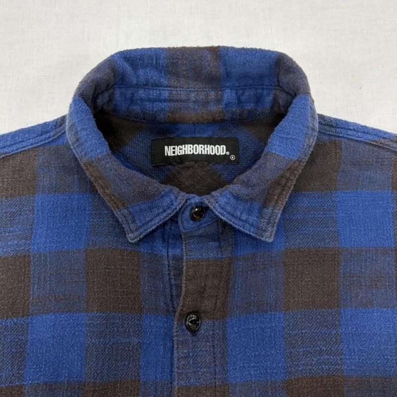 ネイバーフッド NEIGHBORHOOD シャツ、ブラウス 長袖 21ss 長袖 バッファローチェック ロゴ プリント ネルシャツ 起毛素材 フェード 211AQNH-SHM06 L チェック X 無地 X プリント 青 / ブルー / blue X 黒 / ブラック / black X 白 / ホワイト / white メンズ USED 古着 中古 50167206