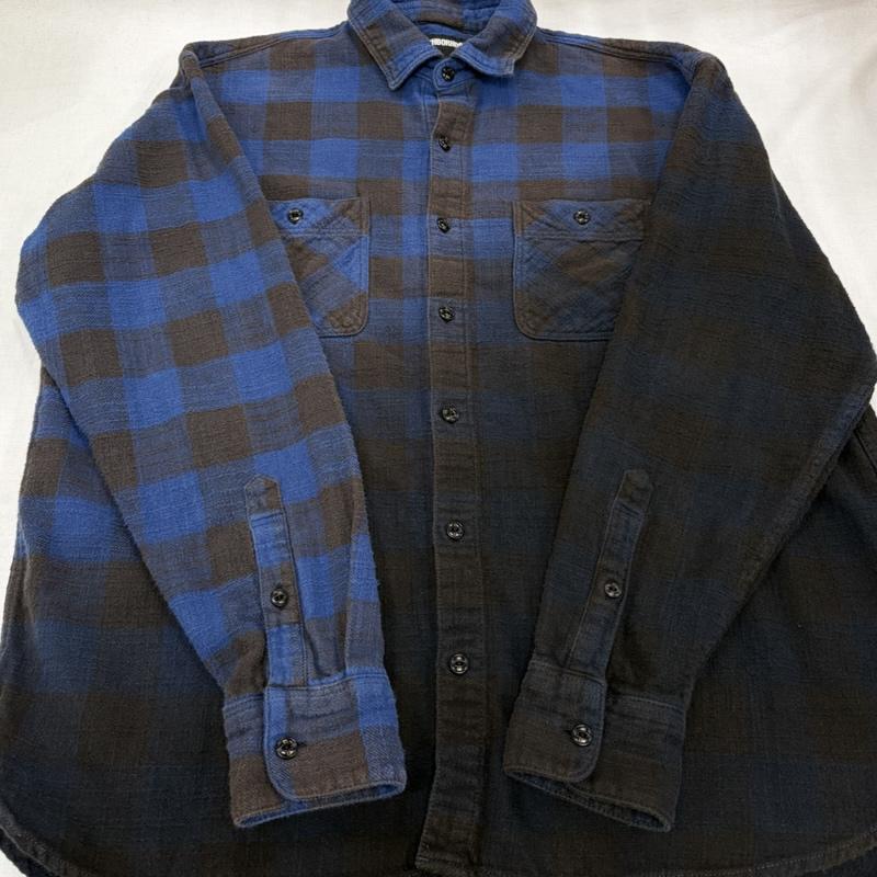 ネイバーフッド NEIGHBORHOOD シャツ、ブラウス 長袖 21ss 長袖 バッファローチェック ロゴ プリント ネルシャツ 起毛素材 フェード 211AQNH-SHM06 L チェック X 無地 X プリント 青 / ブルー / blue X 黒 / ブラック / black X 白 / ホワイト / white メンズ USED 古着 中古 50167206