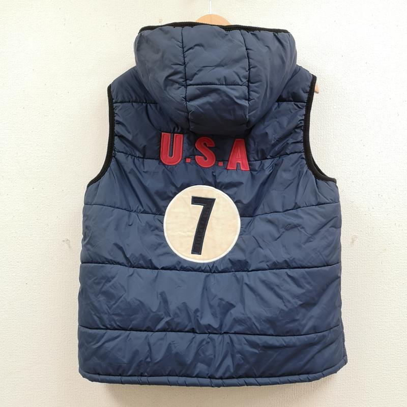 ポロバイラルフローレン Polo by RALPH LAUREN ジャケット、上着 ダウンベスト ビッグポニー 星条旗 アメリカ 国旗 USA フード 裏地 フリース ダウン ベスト M 紺 / ネイビー / navy メンズ USED 古着 中古 50167209