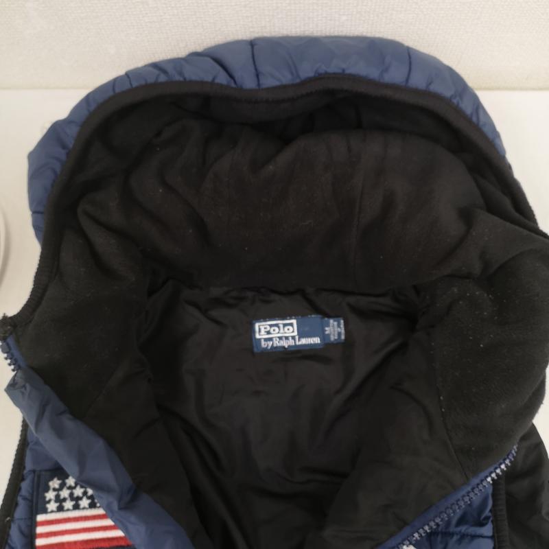 ポロバイラルフローレン Polo by RALPH LAUREN ジャケット、上着 ダウンベスト ビッグポニー 星条旗 アメリカ 国旗 USA フード 裏地 フリース ダウン ベスト M 紺 / ネイビー / navy メンズ USED 古着 中古 50167209