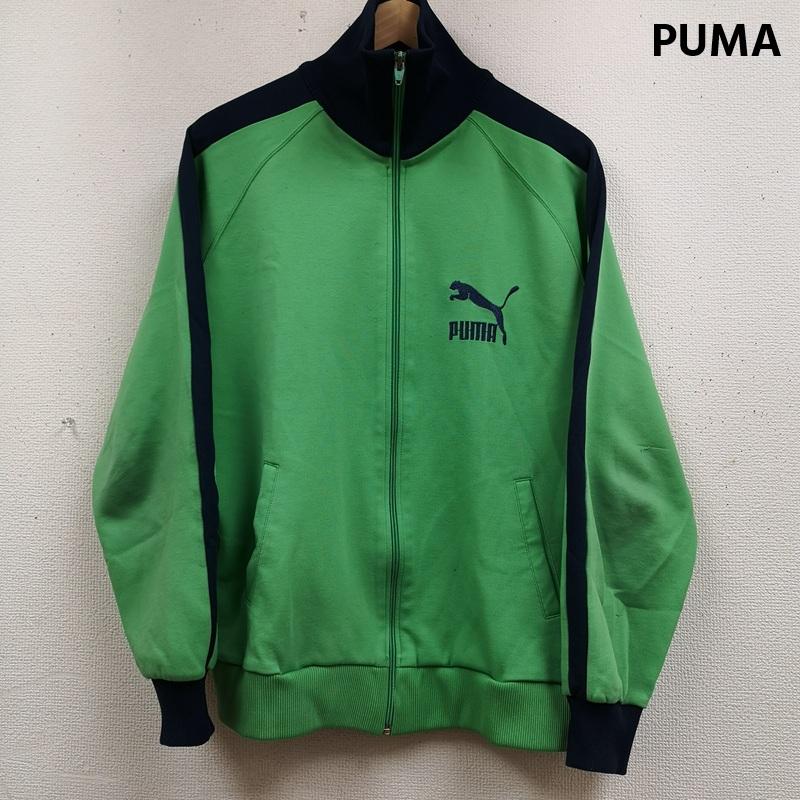 プーマ PUMA ジャケット、上着 ジャンパー、ブルゾン レトロ バイカラー ピューマ ロゴ 刺繡 ジャージ トラックジャケット 0 緑 / グリーン / green メンズ USED 古着 中古 50167211