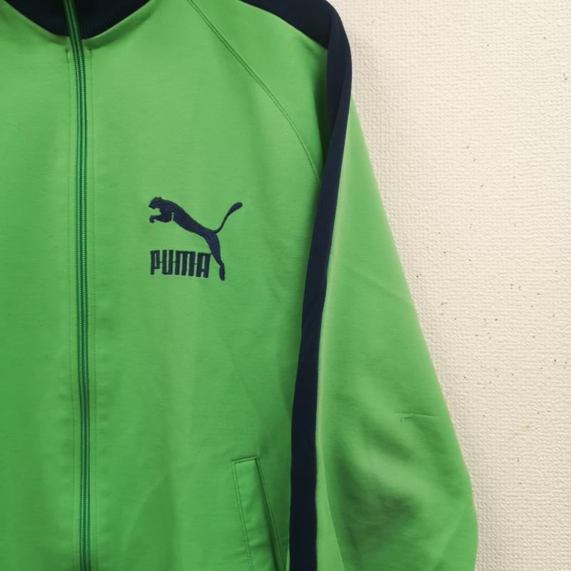 プーマ PUMA ジャケット、上着 ジャンパー、ブルゾン レトロ バイカラー ピューマ ロゴ 刺繡 ジャージ トラックジャケット 0 緑 / グリーン / green メンズ USED 古着 中古 50167211