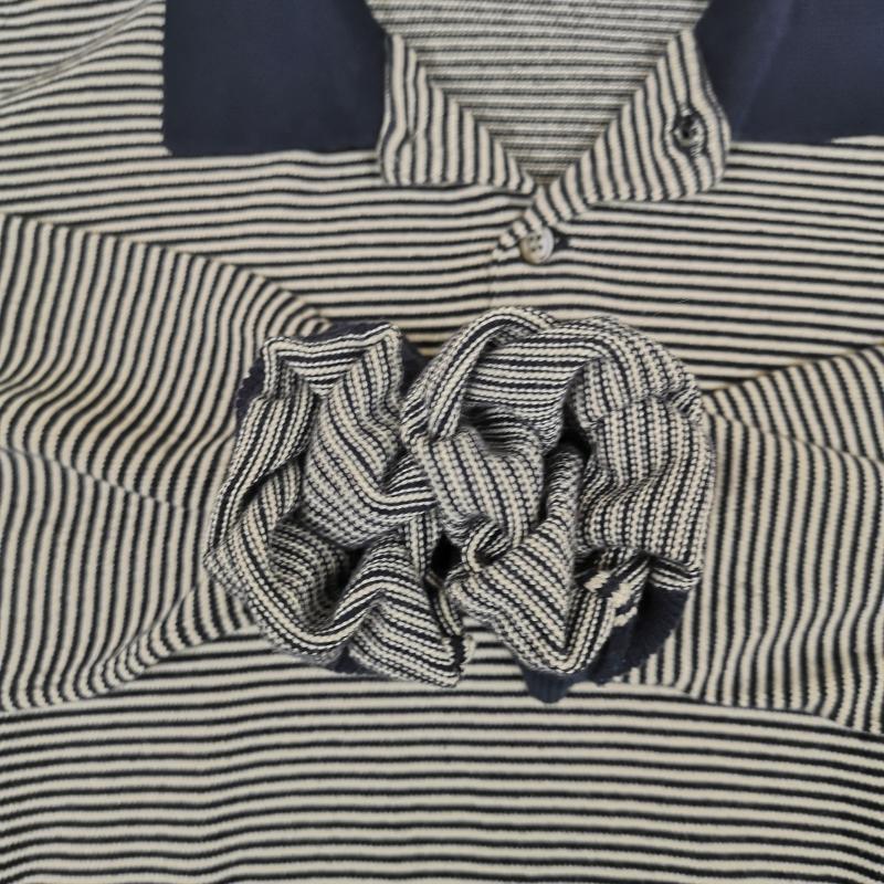 ポロバイラルフローレン Polo by RALPH LAUREN ポロシャツ 長袖 ポニー ロゴ 刺繍 ボーダー ストライプ ニット 長袖 ポロシャツ L 白 / ホワイト / white X 紺 / ネイビー / navy メンズ USED 古着 中古 50167212