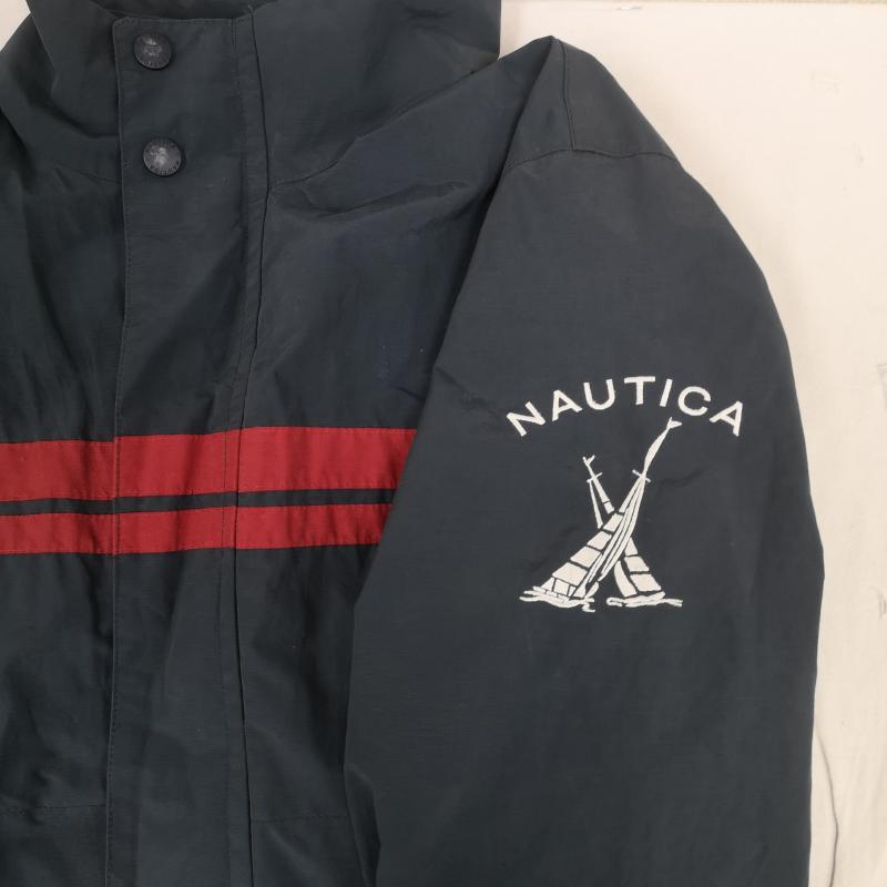 ノーティカ NAUTICA ジャケット、上着 ジャンパー、ブルゾン 90s ストライプ Jクラス ヨット ロゴ 刺繡 ジップアップ ジャケット M 紺 / ネイビー / navy メンズ USED 古着 中古 50167216