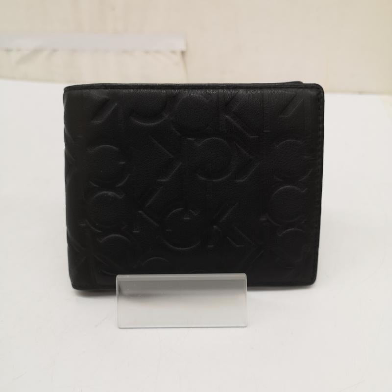 カルバン・クライン Calvin Klein 財布 二つ折り ロゴ レザー ウォレット 二つ折り 財布 - 黒 / ブラック / black メンズ USED 古着 中古 50167222