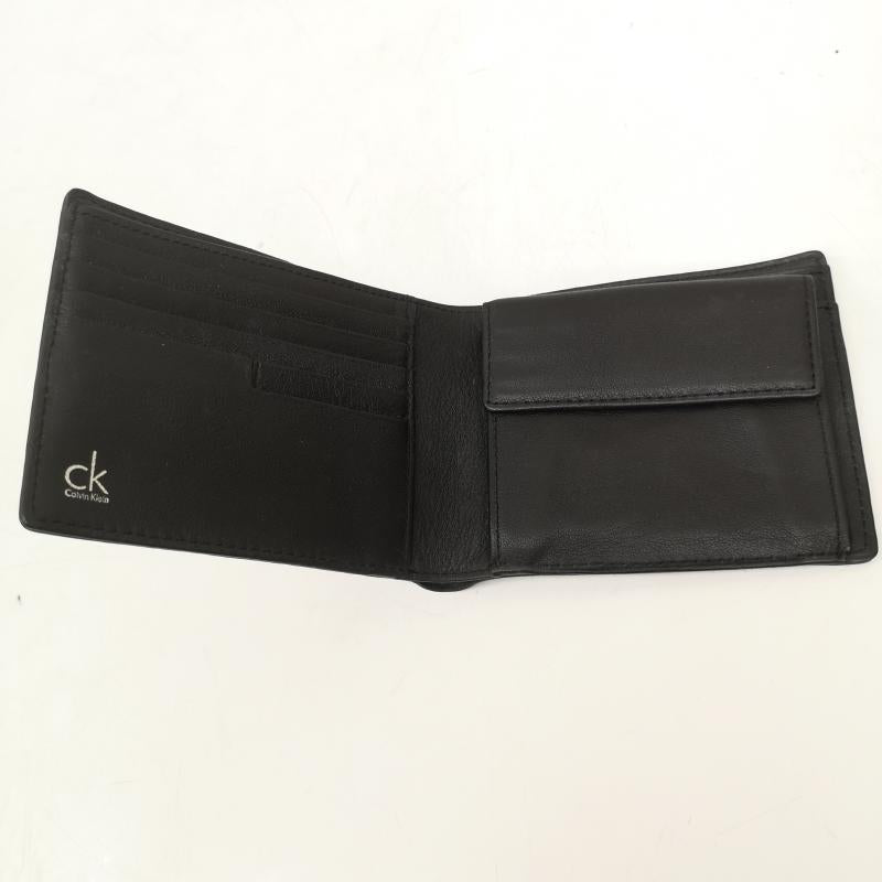 カルバン・クライン Calvin Klein 財布 二つ折り ロゴ レザー ウォレット 二つ折り 財布 - 黒 / ブラック / black メンズ USED 古着 中古 50167222