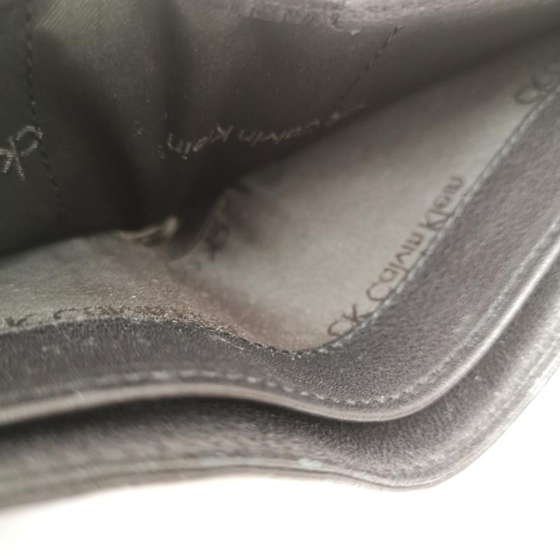 カルバン・クライン Calvin Klein 財布 二つ折り ロゴ レザー ウォレット 二つ折り 財布 - 黒 / ブラック / black メンズ USED 古着 中古 50167222