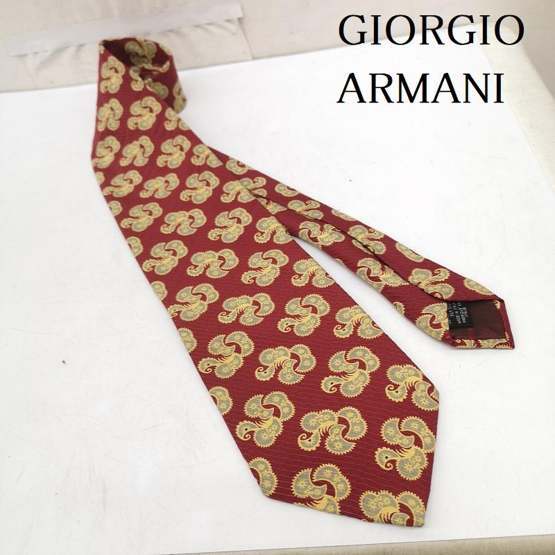 ジョルジオアルマーニ GIORGIO ARMANI ネクタイ ネクタイ ペイズリー 柄 シルク ネクタイ - 赤 / レッド / red X 黄 / イエロー / yellow メンズ USED 古着 中古 50167226