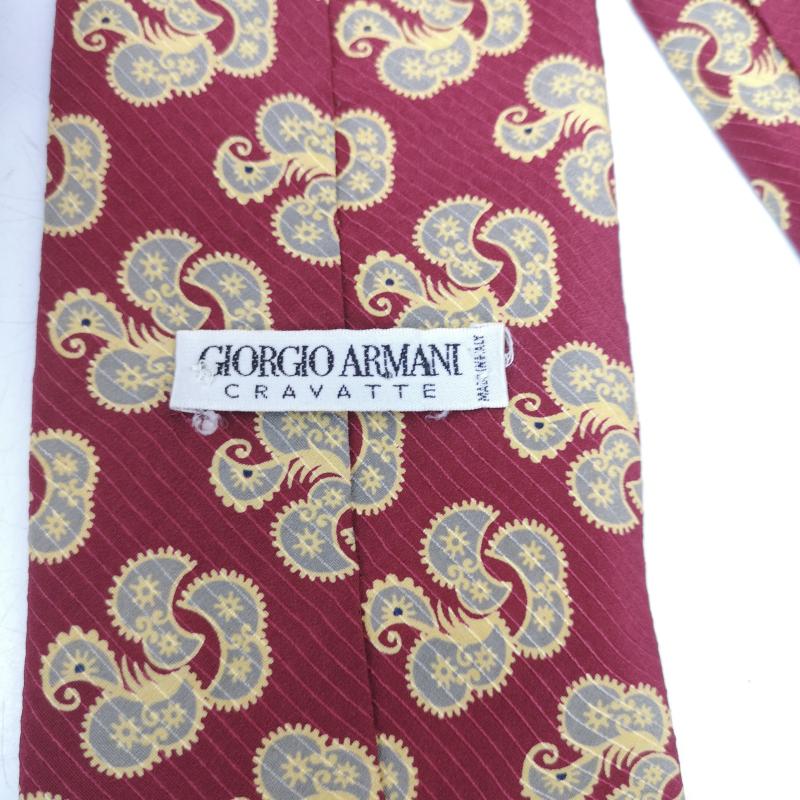 ジョルジオアルマーニ GIORGIO ARMANI ネクタイ ネクタイ ペイズリー 柄 シルク ネクタイ - 赤 / レッド / red X 黄 / イエロー / yellow メンズ USED 古着 中古 50167226