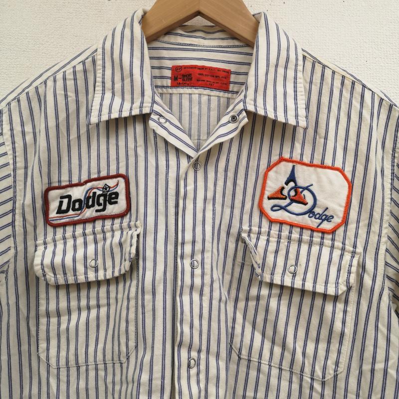 古着 USED シャツ、ブラウス 半袖 SETLOWEAR UNION BY H.S.T. ワッペン ストライプ 半袖 ワーク シャツ M 白 / ホワイト / white メンズ USED 古着 中古 50167227