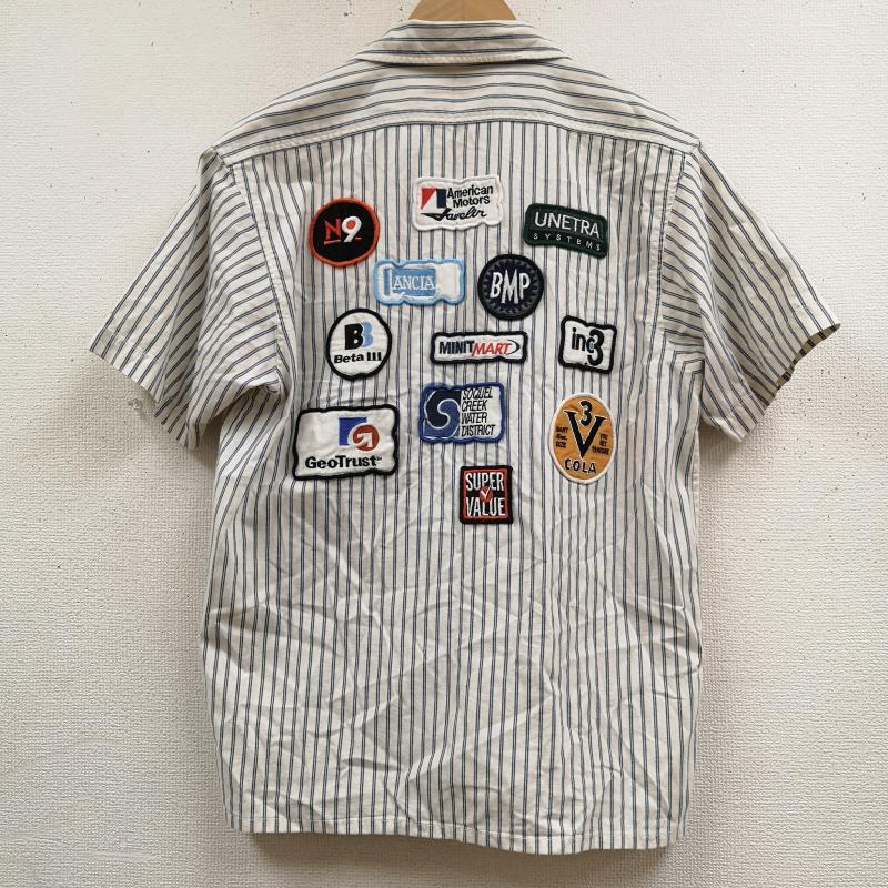 古着 USED シャツ、ブラウス 半袖 SETLOWEAR UNION BY H.S.T. ワッペン ストライプ 半袖 ワーク シャツ M 白 / ホワイト / white メンズ USED 古着 中古 50167227