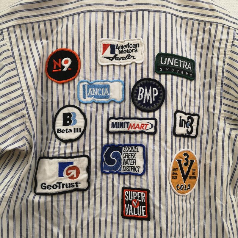 古着 USED シャツ、ブラウス 半袖 SETLOWEAR UNION BY H.S.T. ワッペン ストライプ 半袖 ワーク シャツ M 白 / ホワイト / white メンズ USED 古着 中古 50167227