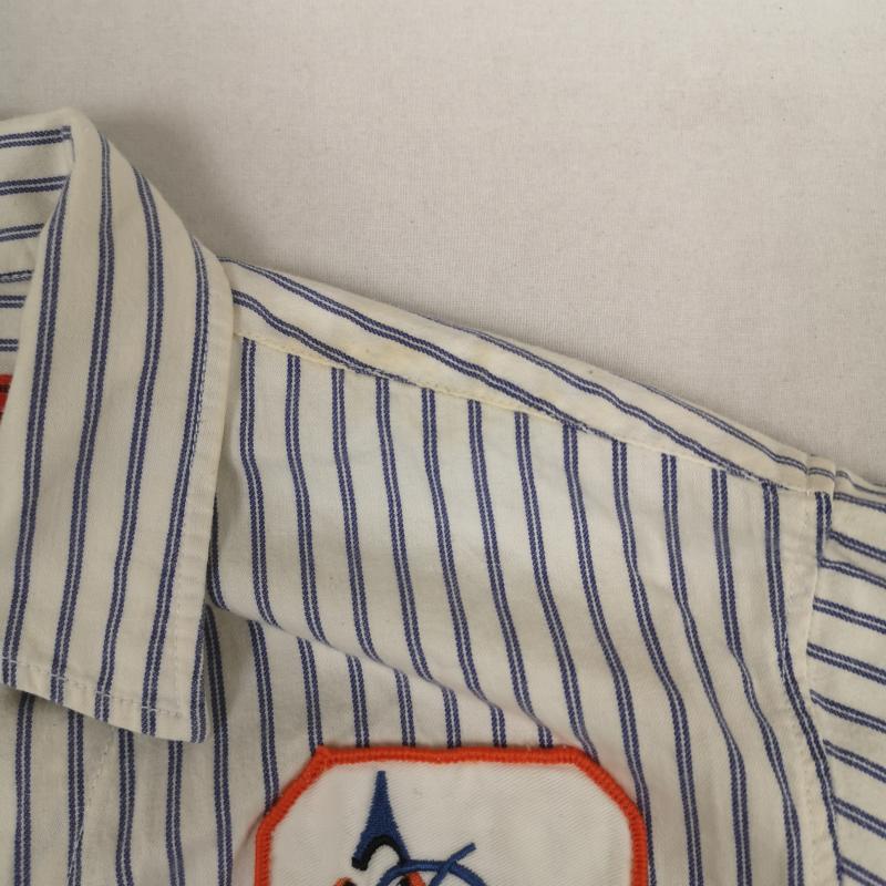 古着 USED シャツ、ブラウス 半袖 SETLOWEAR UNION BY H.S.T. ワッペン ストライプ 半袖 ワーク シャツ M 白 / ホワイト / white メンズ USED 古着 中古 50167227