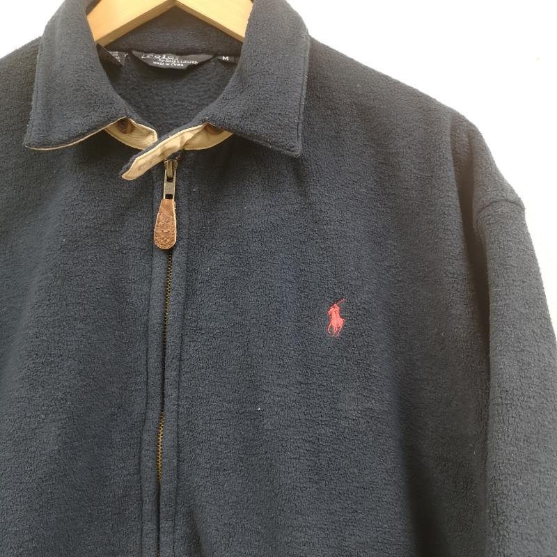 ポロバイラルフローレン Polo by RALPH LAUREN ジャケット、上着 ジャンパー、ブルゾン 90s ポニー刺繍 レザータブ スイングトップ フルジップ フリース ジャケット M 紺 / ネイビー / navy メンズ USED 古着 中古 50167238