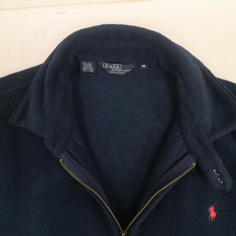 ポロバイラルフローレン Polo by RALPH LAUREN ジャケット、上着 ジャンパー、ブルゾン 90s ポニー刺繍 レザータブ スイングトップ フルジップ フリース ジャケット M 紺 / ネイビー / navy メンズ USED 古着 中古 50167238