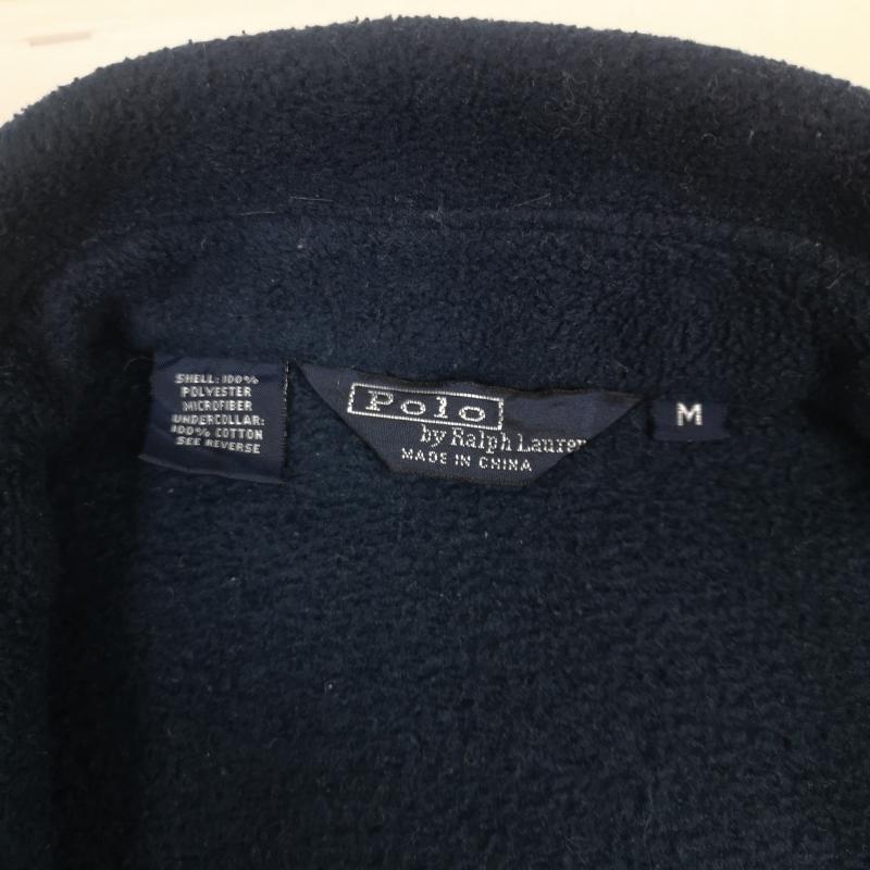 ポロバイラルフローレン Polo by RALPH LAUREN ジャケット、上着 ジャンパー、ブルゾン 90s ポニー刺繍 レザータブ スイングトップ フルジップ フリース ジャケット M 紺 / ネイビー / navy メンズ USED 古着 中古 50167238
