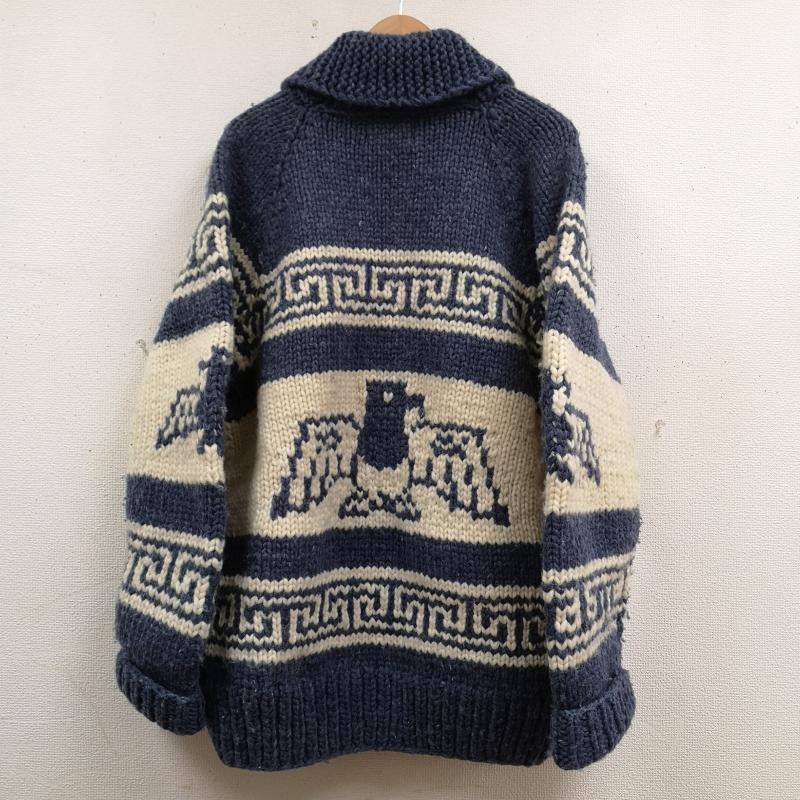 カナタ KANATA ニット、セーター 長袖 カナダ製 90s HAND MADE サンダーバード柄 ニット カウチン セーター 白 / ホワイト / white X 青 / ブルー / blue メンズ USED 古着 中古 50167239