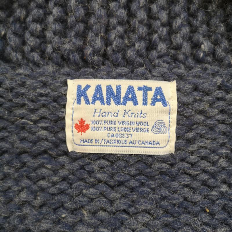 カナタ KANATA ニット、セーター 長袖 カナダ製 90s HAND MADE サンダーバード柄 ニット カウチン セーター 白 / ホワイト / white X 青 / ブルー / blue メンズ USED 古着 中古 50167239