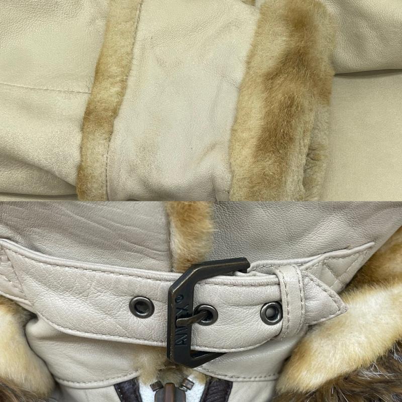 アヴィレックス AVIREX ジャケット、上着 フライトジャケット HOOD DETACH LAMB JACKET ファー 切り替え ラムレザー ジャケット XL ベージュ / ベージュ / beige メンズ USED 古着 中古 50167246