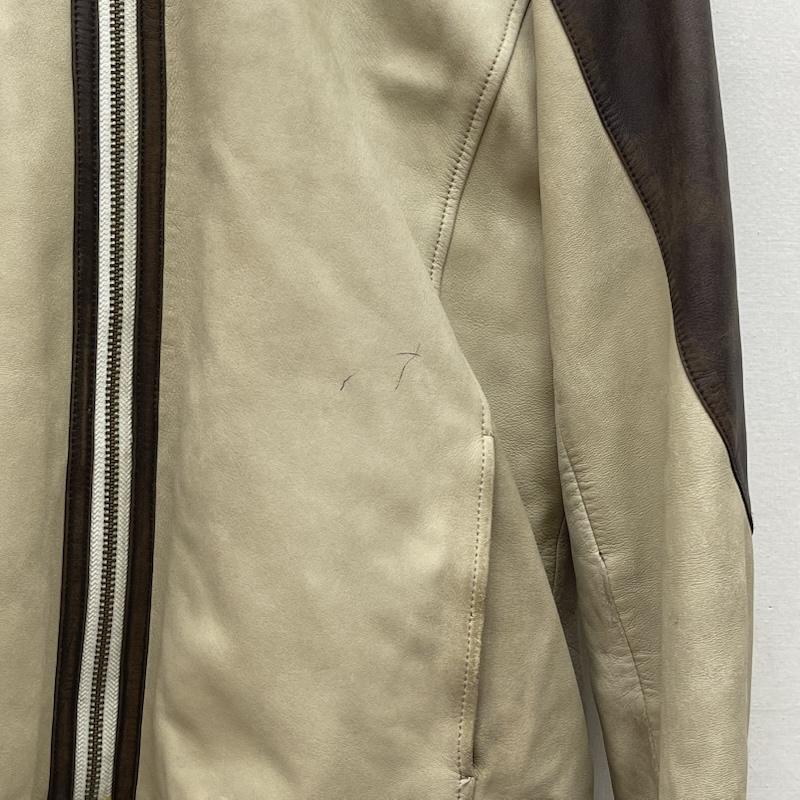 アヴィレックス AVIREX ジャケット、上着 フライトジャケット HOOD DETACH LAMB JACKET ファー 切り替え ラムレザー ジャケット XL ベージュ / ベージュ / beige メンズ USED 古着 中古 50167246