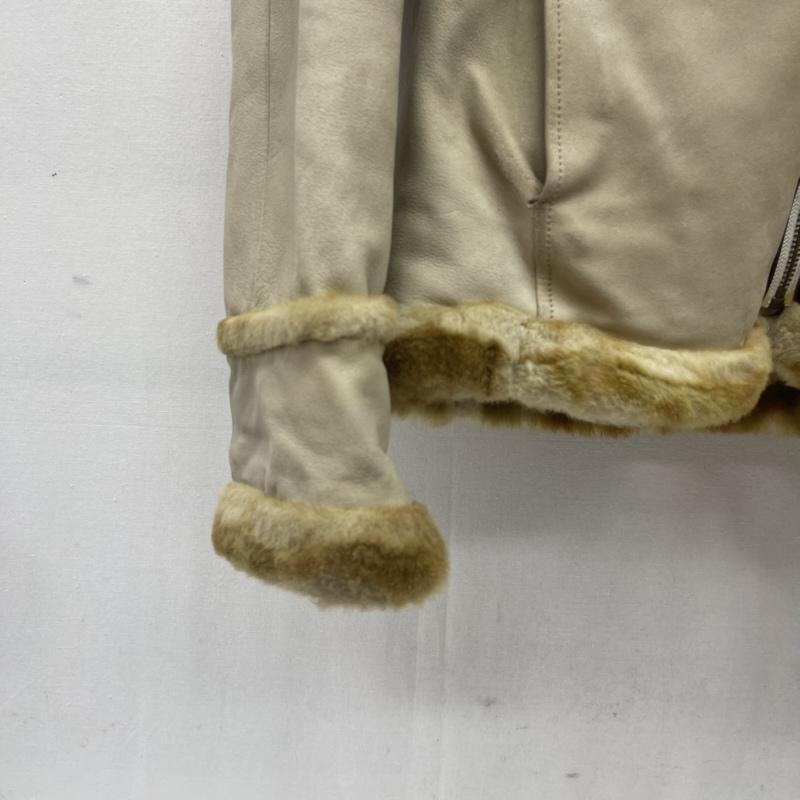 アヴィレックス AVIREX ジャケット、上着 フライトジャケット HOOD DETACH LAMB JACKET ファー 切り替え ラムレザー ジャケット XL ベージュ / ベージュ / beige メンズ USED 古着 中古 50167246
