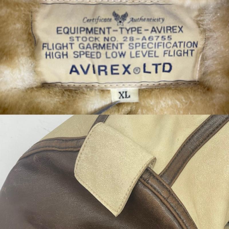 アヴィレックス AVIREX ジャケット、上着 フライトジャケット HOOD DETACH LAMB JACKET ファー 切り替え ラムレザー ジャケット XL ベージュ / ベージュ / beige メンズ USED 古着 中古 50167246