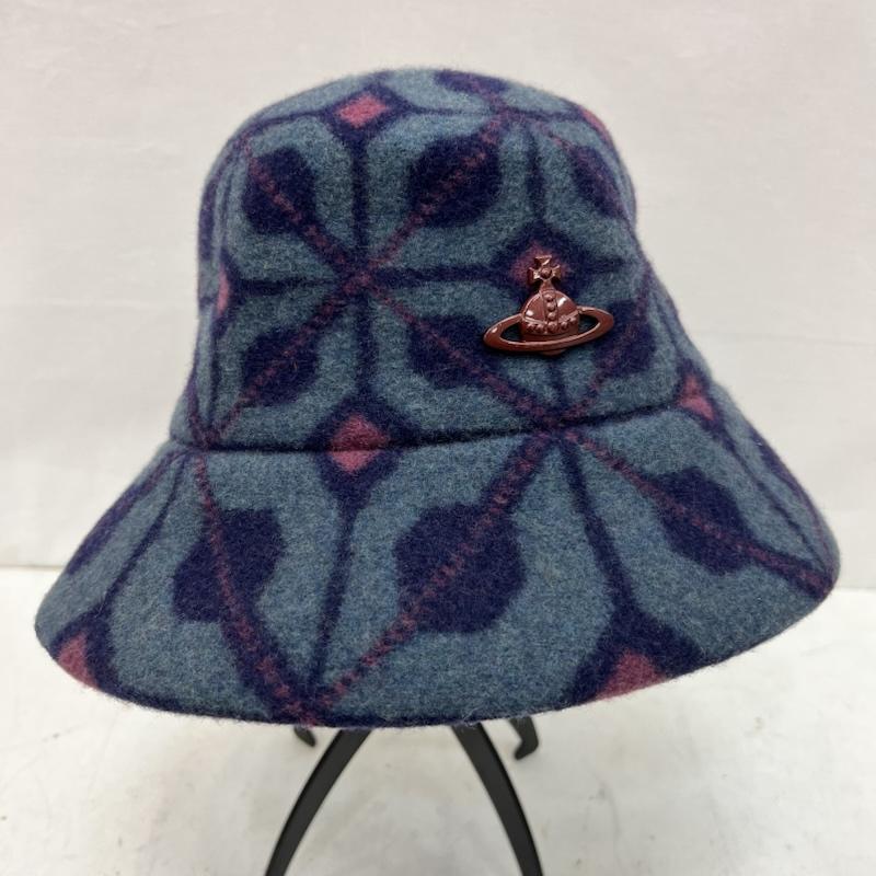 ヴィヴィアンウエストウッド Vivienne Westwood 帽子 ハット 幾何学デザイン オーブ ウール バケットハット S-Mサイズ - レディース USED 古着 中古 50167264