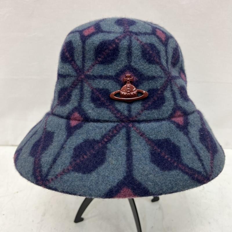ヴィヴィアンウエストウッド Vivienne Westwood 帽子 ハット 幾何学デザイン オーブ ウール バケットハット S-Mサイズ - レディース USED 古着 中古 50167264