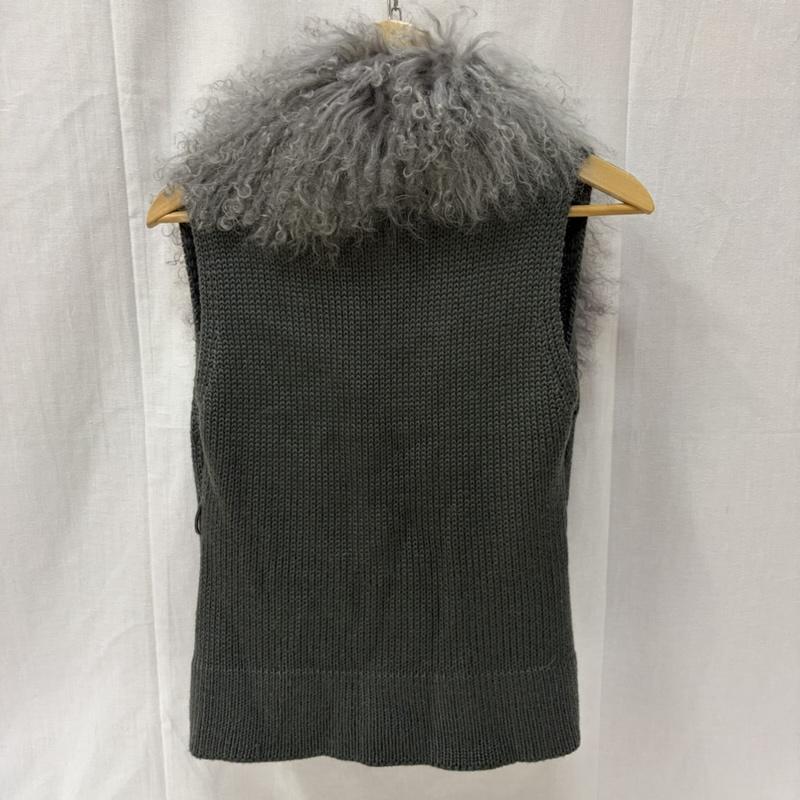 古着 USED ベスト ベスト チベットラムファー ニット切り替えベスト グラデーション グレー系 - グラデーション 灰 / グレー / gray X 黒 / ブラック / black レディース USED 古着 中古 50167266