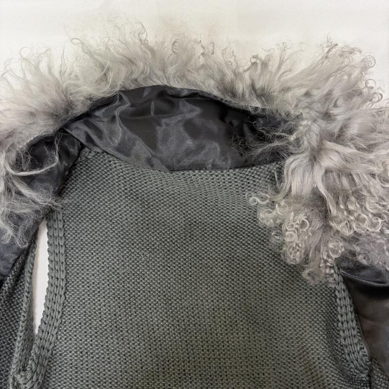 古着 USED ベスト ベスト チベットラムファー ニット切り替えベスト グラデーション グレー系 - グラデーション 灰 / グレー / gray X 黒 / ブラック / black レディース USED 古着 中古 50167266