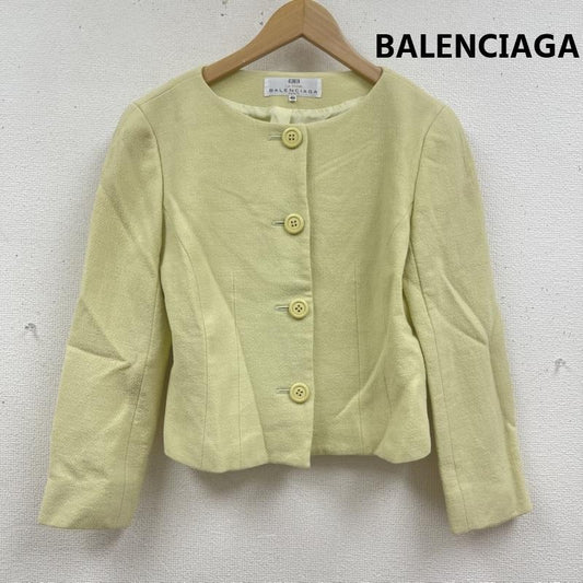 バレンシアガ BALENCIAGA ジャケット、上着 ジャケット、ブレザー ウール ノーカラー ジャケット テーラード カジュアル ジャケット 40 黄 / イエロー / yellow レディース USED 古着 中古 50167272