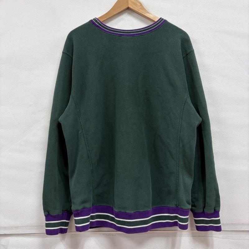 チャンピオン Champion トレーナー 長袖 REVERSEWEAVE リバースウィーブ プルオーバー スウェット トレーナー ロゴ 刺繍 リブライン L ワンポイント X ロゴ、文字 X 刺繍 緑 / グリーン / green X 紫 / パープル / purple メンズ USED 古着 中古 50167277