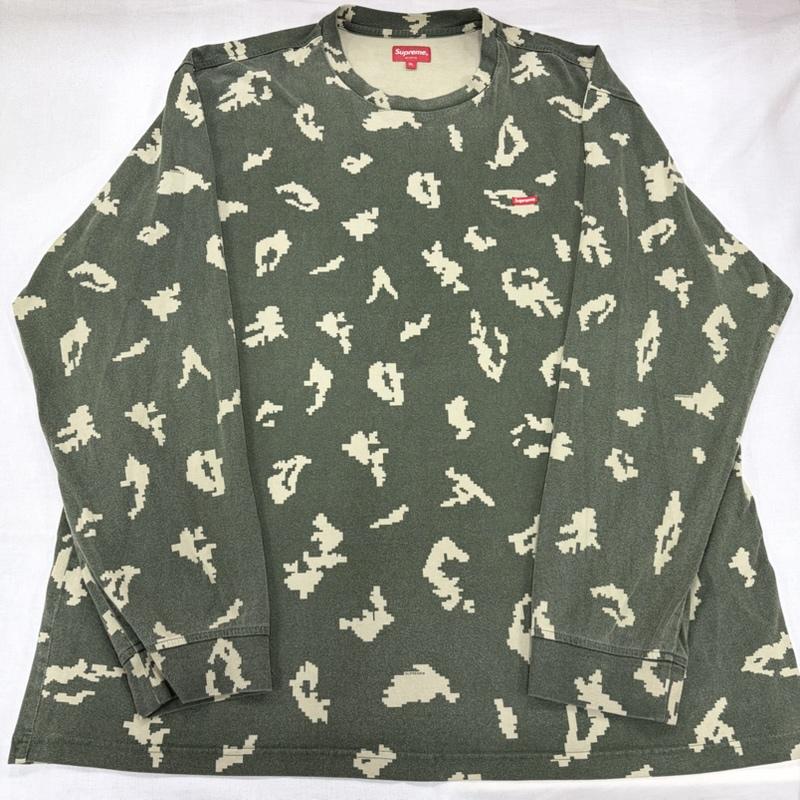 シュプリーム Supreme Tシャツ 長袖 21AW ピクセルカモ 迷彩 スモールボックスロゴ 刺繍 ロンT 長袖 Tシャツ フェード XL カモフラージュ柄・迷彩 X ロゴ、文字 X プリント X 刺繍 緑 / グリーン / green X 赤 / レッド / red メンズ USED 古着 中古 50167291