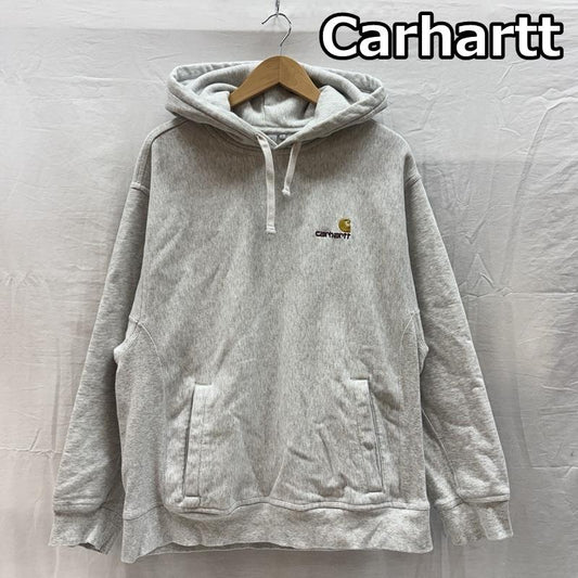 カーハート ダブリューアイピー Carhartt WIP パーカー 長袖 I027041 ロゴ 刺繍 プルオーバー フーディ 霜降り スウェット パーカー サイドリブ L メンズ USED 古着 中古 50167316