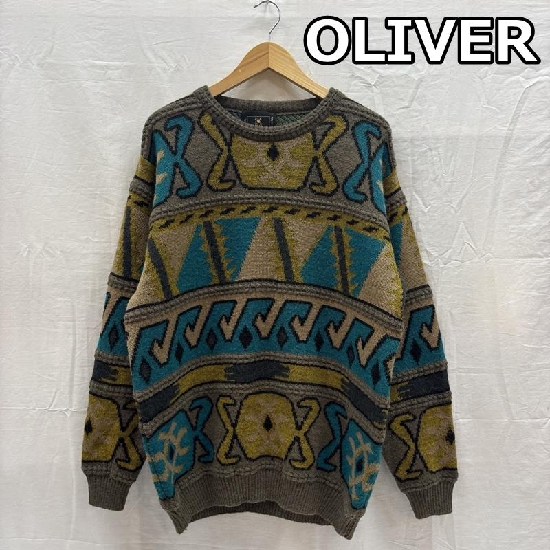 古着 USED ニット、セーター 長袖 OLIVER イタリア製 総柄 ニット セーター D-TK-2013 S メンズ USED 古着 中古 50167323